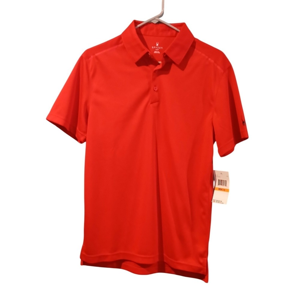 Spyder Men's Red Short Sleeve Polo Shirt Golf Athletic Activewear Sz Small FLAW
